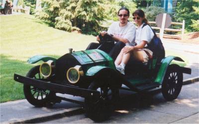 Kat and Ed (me) at Busch Gardens, riding the go-carts.