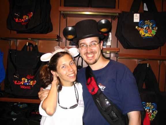 Ah, the mouse-ears... Matching top-hat and veil, for the honeymoon couples to wear. :)