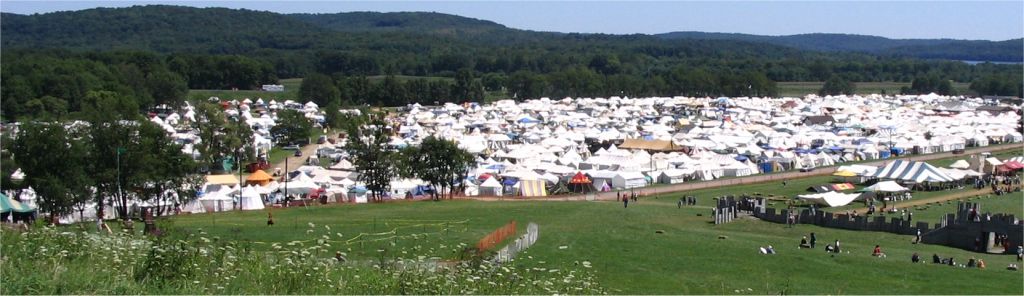 The expanse of the battlefield and serengeti and surrounding parts of Pennsic. Much of the campground is however off in the woods and around the lake.