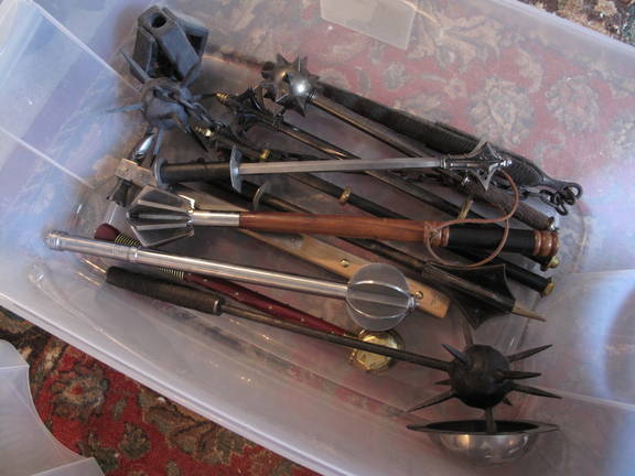 Box of maces, to pack them away for a while.