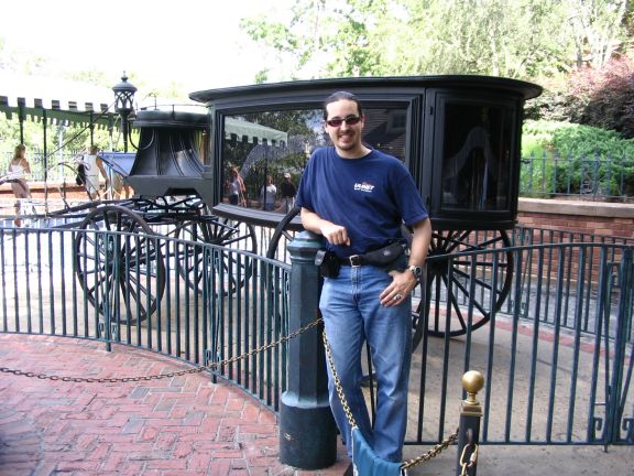 On the way out, Kat took my picture in front of the horse-drawn hearse.