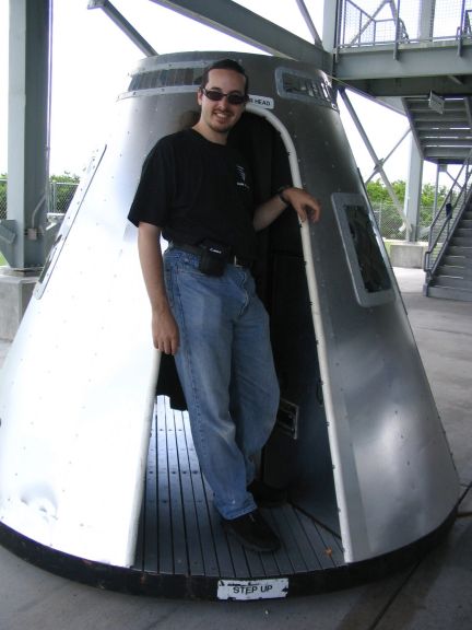 Me, next to a space capsule, sort-of. This was actually a photo-booth.