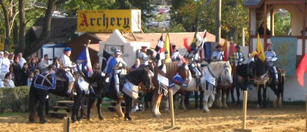 MDRF closing weekend: Jousting Tournament. Many of the knights in the jousting tournament. MDRF does havea good jousting show. The Free Lancers are top notch!