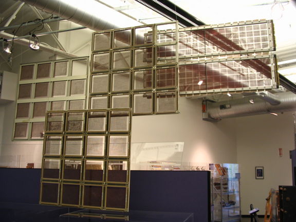 Core memory panels hung fromt he ceiling.