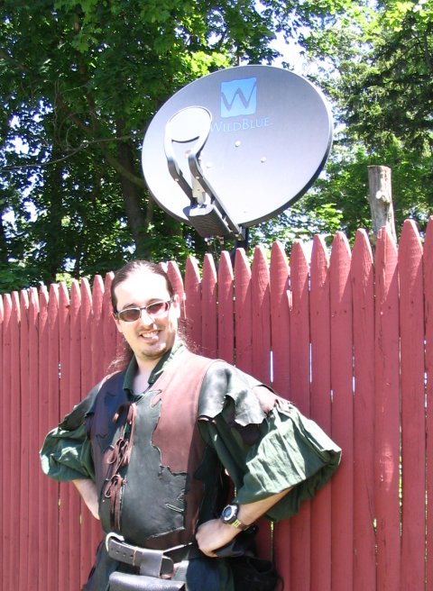 A WildBlue satellite dish at the PA RenFaire site'sCeltic Fling.