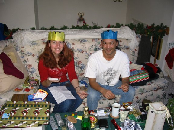 Marie and Jon, opening presents