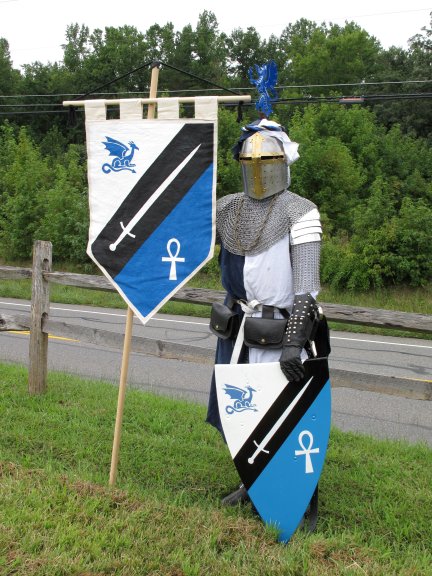 My kit with the shield and brand-new banner! MDRF parking lot.