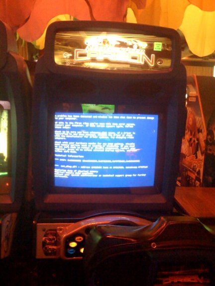 Even arcade games have the occasional BSOD!