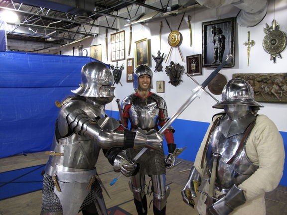 Armor night at VAF: Ed, Bill, David (look closely at David's helm) :)