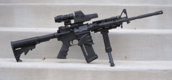 The AR-15 with the new attachments.