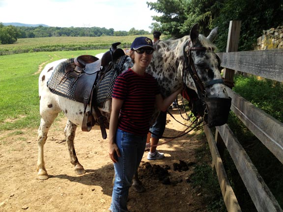 My lovely wife, with Oreo, a nice spotted horse.