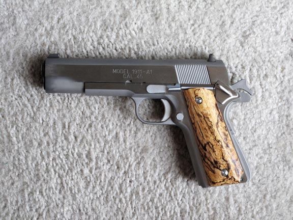 New spalted grips on the Springfield .45 1911. 
